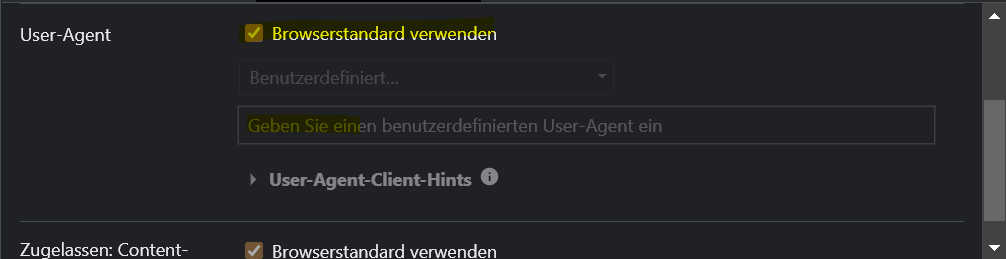 Internet Browser User-Agent ändern